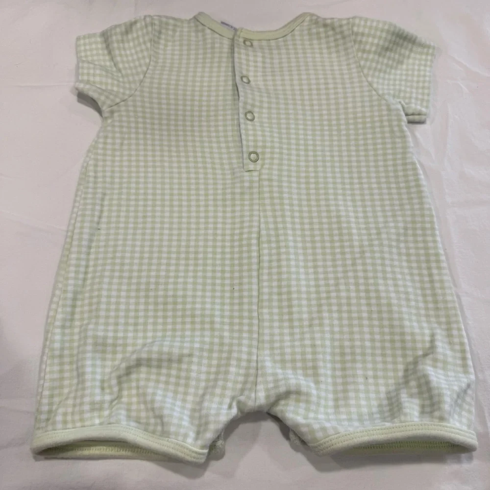 Y2K The Children's Place Light Green Baby Romper Unisex Giraffe Size 6-9 Months